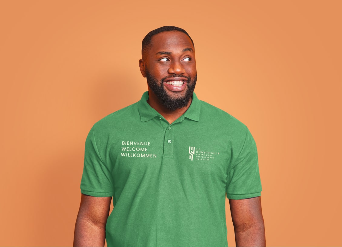 Green Kunsthalle T-shirt front view worn by a man